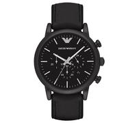 Emporio Armani Mens Chronograph Watch Black Leather Strap Black Dial AR1970