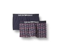 Emporio Armani Men's Classic Pattern Mix 2-Pack Trunks, Check+Eagles/Marine, L
