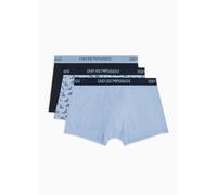 Emporio Armani Men's Cotton Pure Cotton 3-Pack Trunk, Fluo Green/Printed Marine/Marine, L