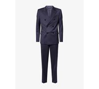 Emporio Armani Mens Emporio Armani Double-Breasted Tapered-Leg Wool Suit Blu Scuro Melange 42R