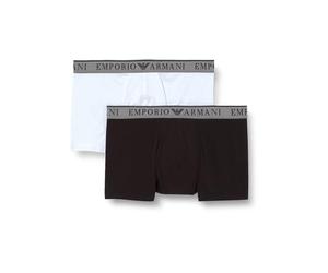Emporio Armani Men's ENDURANCE 2-PACK TRUNK Trunks, NERO/BIANCO,