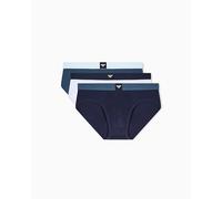 EMPORIO ARMANI Men's Essential LOGOLABEL 3-Pack Brief Blue L