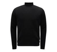 Emporio Armani Mens Honeycomb Structure Turtleneck Jumper, Black Sweater BLACK L