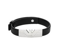 Emporio Armani Men's ID Leather & Stainless Steel 10" Strap Bracelet