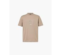 Emporio Armani Mens Incense Font Embroidered Branding Crewneck Regular-fit Cotton-jersey T-shirt S