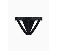 EMPORIO ARMANI Men's MEGALOGO Thong Panties, Black, L