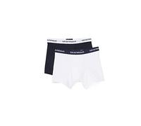 Emporio Armani Men's Mens Knit 2 Pack Boxe Plain Boxer Shorts, Blu-Bianco, X-Large