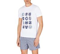 Emporio Armani Men's Micropattern Crew Neck T-Shirt, White, S
