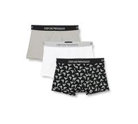 Emporio Armani Mens Bianc/nero St/pietra Branded-waistband Pack of Three Cotton-jersey Trunks Xl