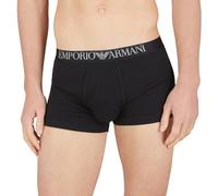 Emporio Armani Men's Ribbed Stretch Cotton 2-Pack Trunk, Black/Black, M (Pack of 2)