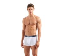 Emporio Armani Men's Ribbed Stretch Cotton 2-Pack Trunk, Marine/White, S (Pack of 2)
