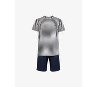 Emporio Armani Mens Riga Marine/nudo Brand-pattern Cotton-jersey Pyjama Set M