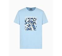 Emporio Armani for man. EM000574_AF12349 Organic knitted beach t-shirt with logo print ASV blue (L), Casual, Cotton, Short sleeve