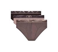EMPORIO ARMANI Men's Shiny Logoband 3-Pack Brief Brown M