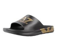 Emporio Armani Men's Slider Crusher Distance Con Maxi Logo Flip-Flop, Black Gold, 10 UK