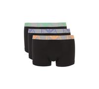 Emporio Armani Men's 3-Pack Eagle Logo Boxer Trunks, Black w/orange/green/purple - Size: 37/36/32