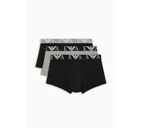 Emporio Armani Men's Stretch Cotton Bold Monogram 3-Pack Trunk, Black/Stone/Black, XL (Pack of 3)