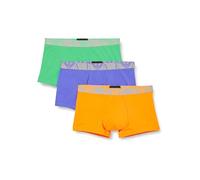 Emporio Armani Men's Stretch Cotton Bold Monogram 3-Pack Trunk, Fluo Orange/Fluo Green/Fluo Violet, S (Pack of 3)