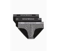 Emporio Armani Men's Stretch Cotton Core Logoband 3-Pack Brief, Black/PR.Black/Black, XXL
