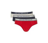 Emporio Armani Men's Stretch Cotton Core Logoband 3-Pack Brief, Nude/Marine/RED, M (Pack of 3)