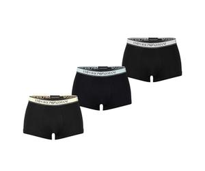 Emporio Armani Men's Stretch Cotton Core Logoband 3-Pack Trunk, Black/Black/Black, M