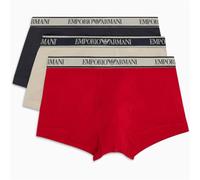 Emporio Armani Men's Stretch Cotton Core Logoband 3-Pack Trunk, Nude/Marine/RED, M (Pack of 3)