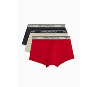 Emporio Armani Men's Stretch Cotton Core Logoband 3-Pack Trunk, Nude/Marine/RED, S (Pack of 3)