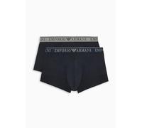 Emporio Armani Men's Stretch Cotton Endurance 2-Pack-Trunk, Medium Melange Grey/Black, S