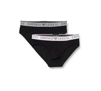 Emporio Armani Men's Stretch Cotton Endurance 2pack Brief, Black/Black, S