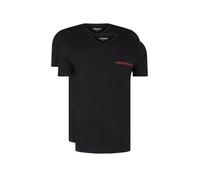 Emporio Armani Men's Core Logoband V-Neck 2-Pack T-Shirt, Black/Black, S