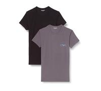Emporio Armani Men's Bold Monogram Crew Neck 2-Pack T-Shirt, Black/Magnet, L