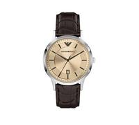 Emporio Armani Men's 43mm Silver Dial & Brown Leather Strap Watch