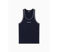 Emporio Armani Men's UNDERLINED Logoband Tank Blue L