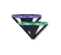Emporio Armani Men's (Vuoto) Bold Monogram 2pack Jockstrap, Marine/Marine, S (Pack of 2)