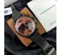 EMPORIO ARMANI MENS WATCH AR11141 GREY MESH BAND & BRONZE DIAL GENUINE