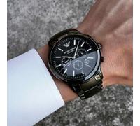 EMPORIO ARMANI MENS WATCH AR1451 CERAMIC BLACK STRAP WITH BLACK DIAL GENUINE