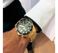 EMPORIO ARMANI MENS WATCH AR5857 BLACK DIAL & STAINLESS STEEL GOLD STRAP GENUINE