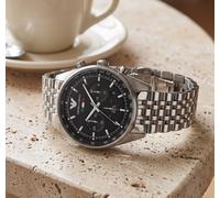 NEW EMPORIO ARMANI AR5983 TAZIO SILVER & BLACK DIAL STEEL MENS WATCH UK