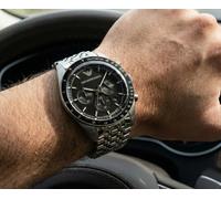 EMPORIO ARMANI MENS WATCH AR5988 STAINLESS STEEL STRAP WITH BLACK DIAL GENUINE