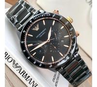 EMPORIO ARMANI MENS WATCH BLACK CERAMIC STRAP WITH BLACK DIAL AR70002 GENUINE