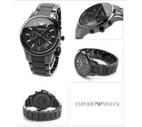 EMPORIO ARMANI MENS WATCH CERAMIC WITH STEEL STRAP & BLACK DIAL AR1452 GENUINE