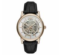 Emporio Armani Men's Watch¦Rose Gold Round Dial¦Black Leather Strap¦AR60007