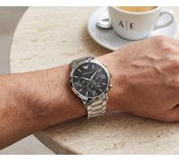 EMPORIO ARMANI MENS WATCH STAINLESS STEEL STRAP WITH BLACK DIAL AR11208 GENUINE