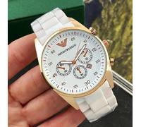 EMPORIO ARMANI MENS WATCH WHITE DIAL WITH RUBBER WHITE BRACELET AR5919 GENUINE