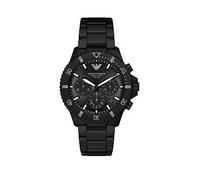 Emporio Armani Mens World Explorer Solar-Powered Chronograph Black Stainless Steel Watch, AR11784, Black, Men Black