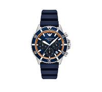Emporio Armani Men's World Explorer Solar-Powered Chronograph Silicone Watch Ar11696, Blue, Men Blue