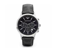 Emporio Armani Men'sBlack Leather StrapChrono DesignSteel Case WatchAR2447