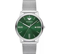Emporio Armani Minimalist AR11578 Men's Watch - 42mm Green Dial Silver Mesh Bracelet