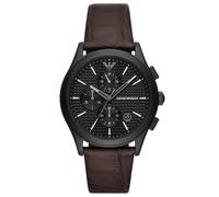 Emporio Armani Paolo AR11549 Men's Chronograph Watch - 42mm Black Dial Brown Leather Strap