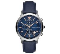 Emporio Armani Renato AR11216 Men's Chronograph Watch - 43mm Navy Dial Blue Leather Strap